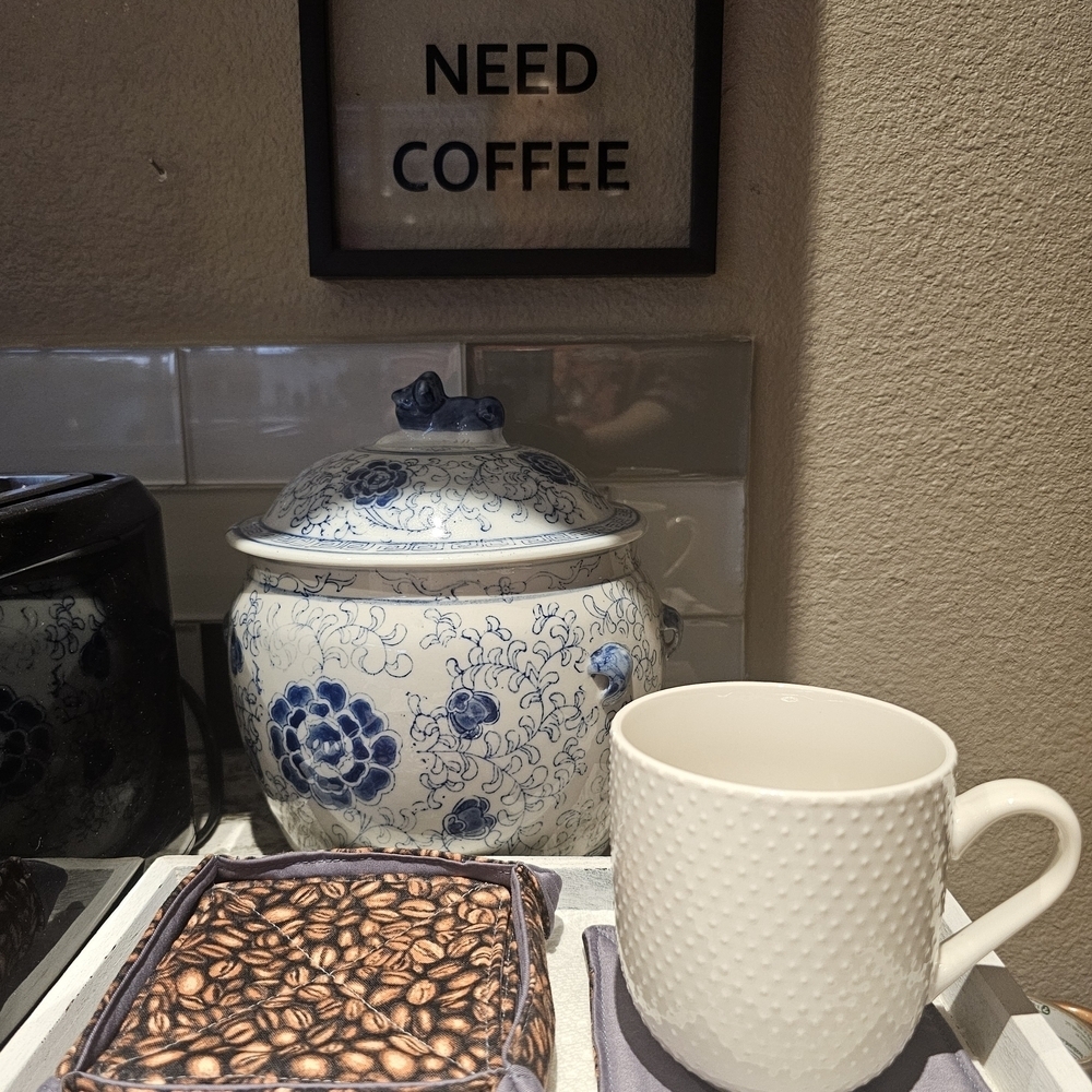Handmade Cotton Coffee Print Washable Reversible Set Of 6 Coasters